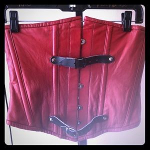 Red and black waist clincher corset gothic